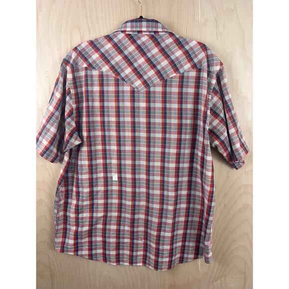 Pendleton Frontier Western Snap Shirt Men’s Large Red Plaid Short Sleeve - Picture 6 of 12